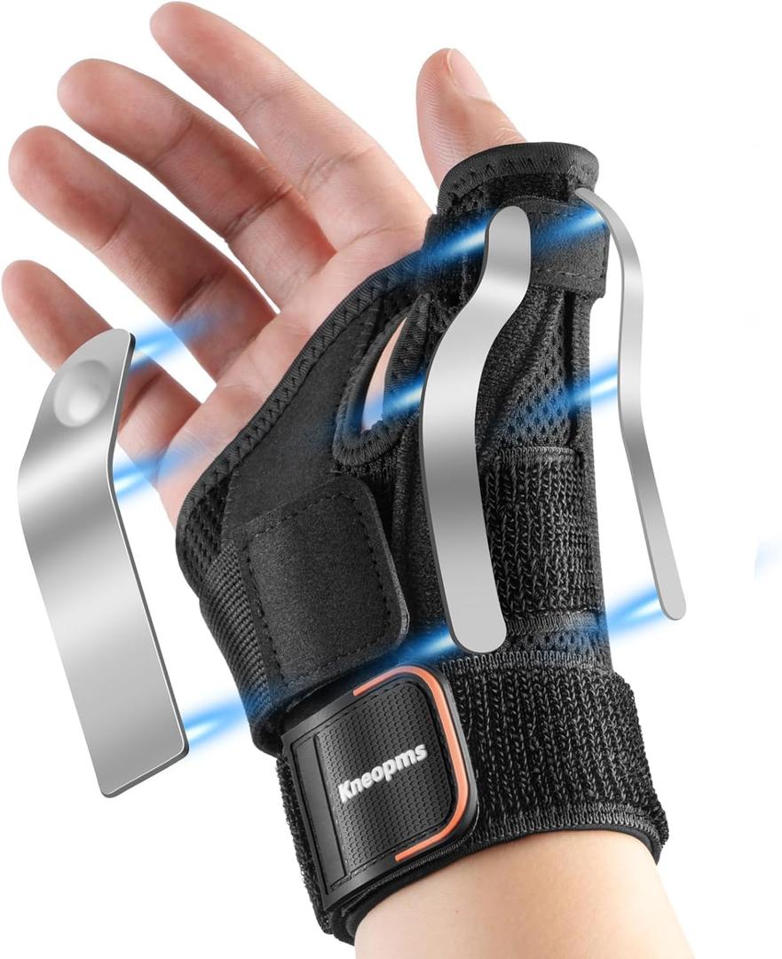 New Upgrade Thumb Brace with Splints for Palm & Wrist Stabilizer 3 Adjustable Straps,Pain Relief for Carpal Tunnel,Arthritis,Sprain,Tendonitis,Left & Right Hand,Adjustable,Breathable (Black, Small, Right)