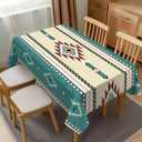 Aztec Tablecloth Rectangle Ethnic Southwestern Mexican Native Tribal Green Table Cloth Wrinkle Resistant Table Cover for Kitchen Dining Party Decorations 54 x 72 Inch