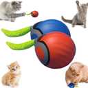 Smart Interactive Cat Toy,2025 New Generation Interactive Cats Toys,Interactive Cat Toys for Indoor C at Ball,Automatic Moving Cats Toy Ball with Tail (Blue+Orange)