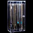 Acrylic Necklace Holder Stand,Clear Necklace Organizer with 24 Hooks,Dustproof Rotation Jewelry Storage Holder,Enclosed Long Necklaces Display Rack Pendant Bracelets Display Case Jewelry Display Box