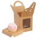 Juvale Single Cupcake Boxes with Inserts for Bakery - Individual Kraft Paper Packaging Containers for Dessert and Candy Apple (3.7 Inch) - 50-Pack Cupcake Containers