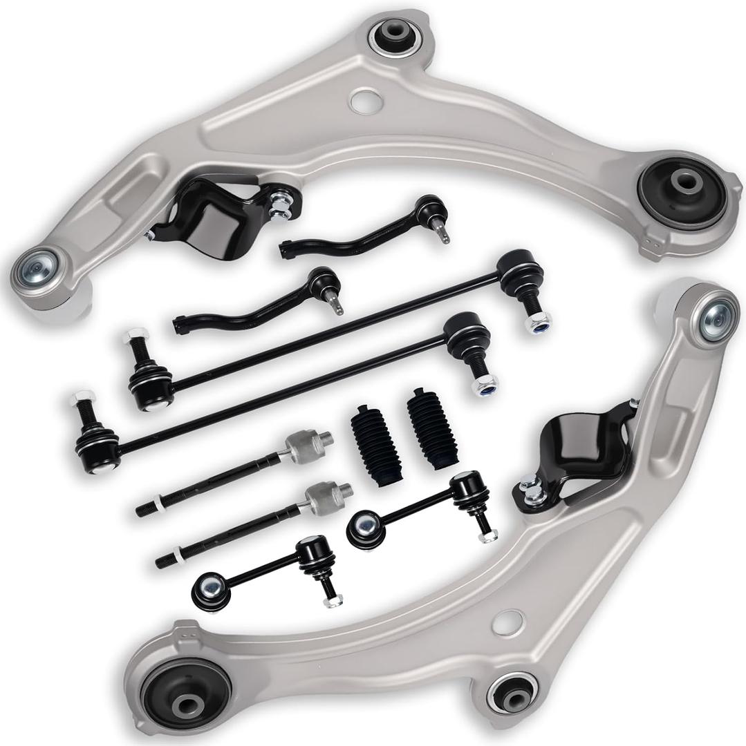 12Pc Front Lower Control Arm Sway Stabilizer Bar End Link Tie Rod Fit for Nissan 2009 2010 2011 2012 2013 2014 Maxima, K622059 K622054 ES800357 ES800358 K750282 K750283 K750256 K750255 EV800770