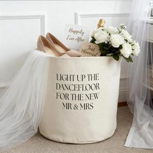 Yungyan Wedding Baskets with Handles 16 inch Large Storage Basket for Wedding Glow Sticks Slippers Flip-flops Umbrella Blankets Gift Container for Ceremony Ivory White(Dance Floor)