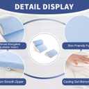 WSOFRLAC 4PCS Bed Wedge Pillow for Sleeping and Sitting Up, Orthopedic Memory Foam Pillow Set for Back Pain, Post Surgery Recovery, Acid Reflux, GERD Relief, Triangle Shape, Blue White