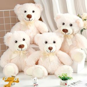 Civaner 4 Pack 14 Inches Teddy Bears Plush Stuffed Animals Valentine Cute Soft Bears Gifts Bulk for Women BFF Girlfriend(White)
