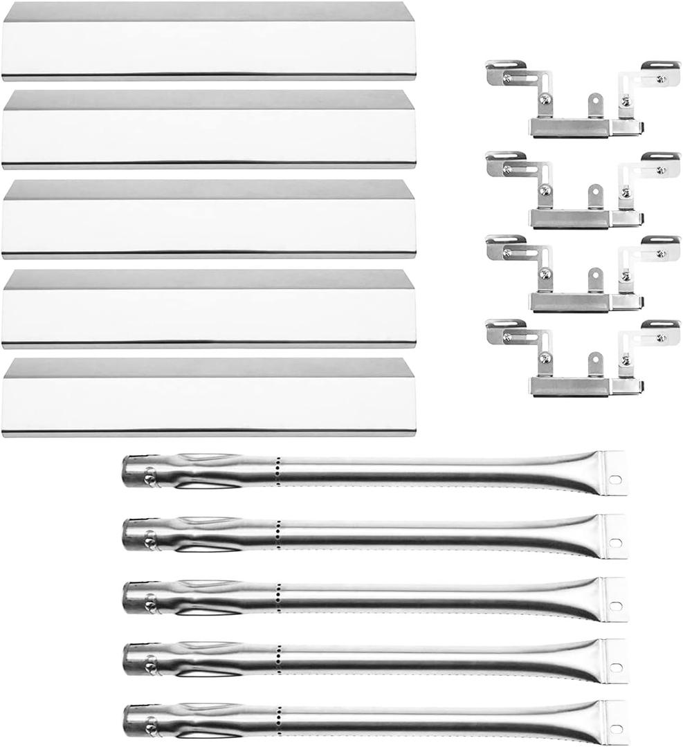 Hisencn Grill Replacement Parts for Brinkmann 810-1750-s, 810-1751-S, 810-3551-0 Gas Grill Models, Stainless Steel Grill Burner, Heat Plates, Crossover Tube for Brinkmann 5 Burner Gas Grill