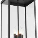 Outdoor Pendant Light, 25'' Large Hanging Lights Lantern Light, Modern Outside Chandelier with Clear Glass, Exterior Gazebo Light for Patio, Porch, Yard, Garage