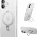 CASEKOO Ultra-Magnetic Stand for iPhone 17 Case [Military Drop Protection] [Compatible with MagSafe] Shockproof Translucent Slim Matte for iPhone 17 Phone Case with Ring Holder 6.3 Inch, White