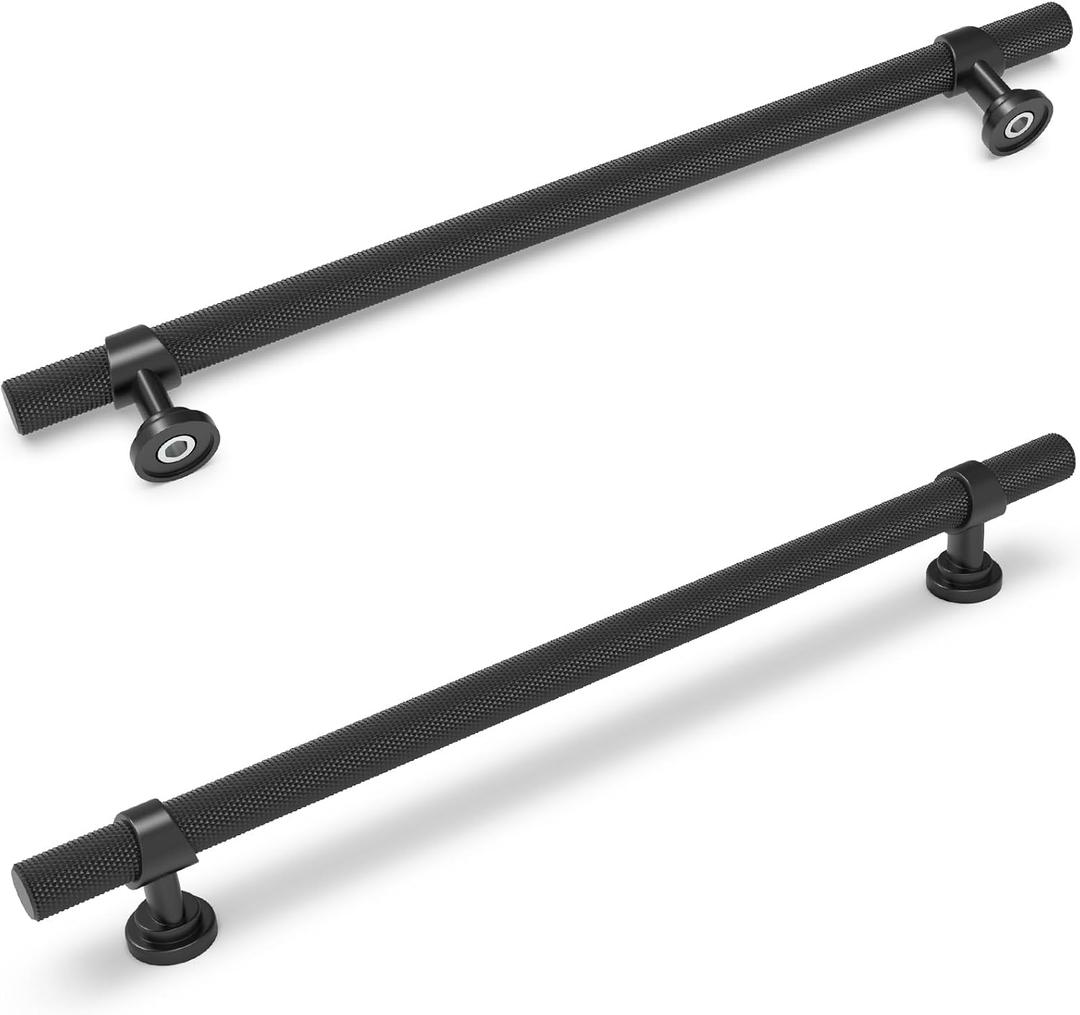 6 Pack 10 Inch Cabinet Pulls knurled Matte Black Kitchen Cabinet Handles Aluminum and Zinc Alloy Drawer Pulls Solid Cabinet Hardware