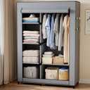 NEWBULIG 41'' Portable Closet Wardrobe with Fabric Cover & Hanging Rod, 40.7" L x 17.5" W x 64.2" H