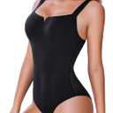 Avidlove Bodysuits for Women Square Neck Shapewear Bodysuit Sleeveless Sexy Body Suits Double Lined Tank Top Outfit (Large, Black)