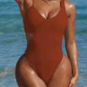 Pink Queen Women's Sexy One Piece Swimsuit Scoop Neck Cutout Waist Tummy Control Bathing Suit Swimwear (M)