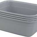 Jekiyo Plastic Dish Tubs, Grey Wash Basin, 12 QT/4 Packs