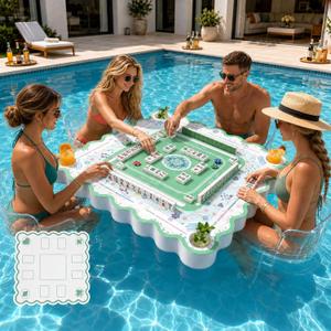 Large Floating Mahjong Table for Pool, 31.5 in EVA Pool Game Table, 31.5x31.5 Inch