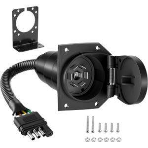 YONHAN 4 Pin to 7 Pin Adapter Trailer Light Adapter 4-Way Flat Truck to 7-Way Blade Reverse Plug Connector with Mounting Bracket for Towing Solutions