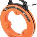 Klein Tools 56335 Flat Steel Electrical Fish Tape, 25-Foot 1/4-Inch Wide Spring Steel Tape, Slim Plastic Tip, Laser Etched 1-Foot Markings