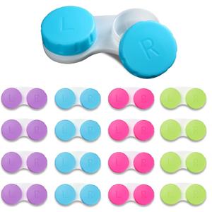 16 Pack Mini Contact Lens Case Set, Colorful Bulk Box Holder