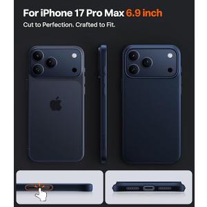 TORRAS Magnetic SlimFit for iPhone 17 PRO MAX Case, UltraThin 17 ProMax Phone Case Compatible with MagSafe, Light AntiScratch Matte Hard PC Bayer 6.9 inch OriginFit, Clear