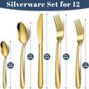 Gold Silverware Set - 60PCS Stainless Steel Silverware Set for 12, Includes Forks Spoons and Knives, Utensil Sets for Home Kitchen Restaurant, Dishwasher Safe