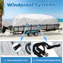 Pontoon Boat Cover 21-24 ft, Pontoon Cover with Motor Cover,Gray | 900D Waterproof Heavy Duty Pontoon Cover fit 21' 22' 23' 24'Pontoon Boat
