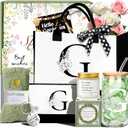 Birthday Gifts for Women, Personalized Mothers Day Gift for Women, Monogrammed Initial Gift for Her Teacher Wife Mom Friend Daughter Sister Girlfriend, Initial Tote Bag & Makeup bag (G)