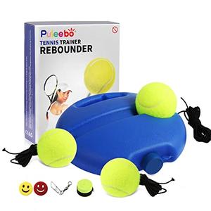 PULEEBO Tennis Trainer Rebound Ball for Self Practice, 3 Balls with String, Anti-Tangle Hook, Vibration Dampeners, Overgrip, Color Box