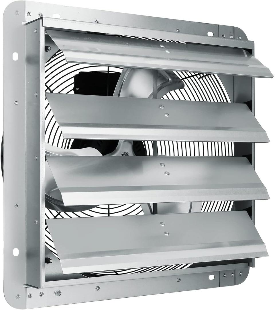 VEVOR Shutter Exhaust Fan, 16'' with High Speed, AC-motor, 2000 CFM, Wall Mount Attic Fan, Ventilation and Cooling for Greenhouses, Garages, Sheds, FCC