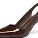 Rilista Women's Slingback Kitten Heels Closed Pointed Toe Wedding Party Dress Pumps Shoes 7, Brown