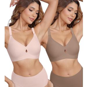 DEANGELMON Bras for Women No Underwire Seamless Bras - Wireless Push Up Full Coverage Bralettes Comfort Bra - Back Fat Smoothing No Wire Bralette for Womens - Padded Soft Lift Bralettes(2P6,XXXL) (XXXL)