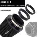 4-Inch Cold Air Intake Filter - Washable, High Performance, 3" or 3-1/2" or 4" Clamp-On Replacement Cone Air Filter Universal 3 Sizes in 1 Black