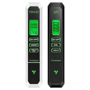 VIVOSUN Digital pH and TDS Meter Kits, 0.01pH High Accuracy Pen Type pH Meter 2% Readout Accuracy 3-in-1 TDS EC Temperature Meter for Hydroponics, Pool and Aquarium, Black White, UL Certified