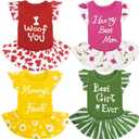 XPUDAC 4 Pieces Dog Dress Girl Clothes for Small Dogs Girl Flower Puppy Dresses for Dogs Apparel Colorful Small Dog Clothes Female (XS, 4 Flower)