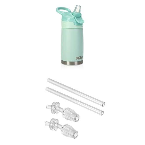 Nuby Thirsty Kids No Spill Flip-It Reflex Stainless Steel Travel Cup or Water Bottle - 10 Oz - 18+ Months - Blue