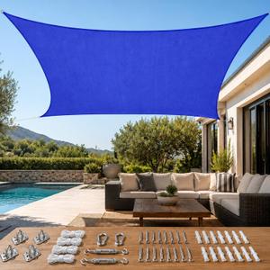 Quictent Sun Shade Sail for Patio w/Hardware Kit 185GSM 20x20ft Blue