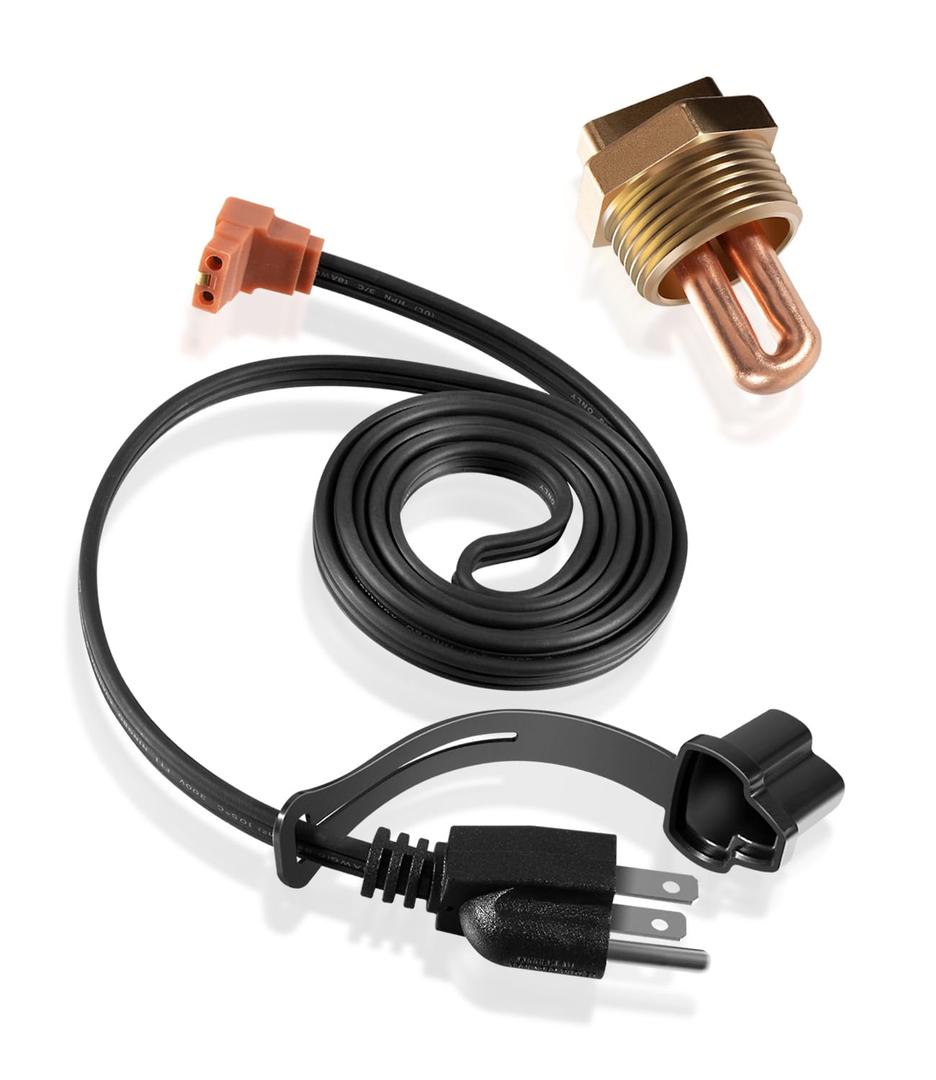 Engine Block Immersion Heater 3100003 Engine Block Immersion Heater Fit for Eagle, Jaguar, Jeep, Renault, Rover, Kubota, Massey, Perkins, Yanmar1" NPT Thread Brass Adapter, 400 Watts, 120 Volts