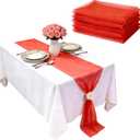 10-Pack Gauze Table Runner,12 x 108 Inch Cheesecloth Table Runner,Red Cheesecloth Table Runner,Seasonal Sheer,Organza Table Runners for Holiday Wedding Birthday Baby Shower Decor Holiday Decorations