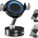 Upgraded 360 Vacuum Magnetic Phone Holder with Clamp,Vacuum Suction Magnetic Phone Mount with Clamp Foldable Cell Holder for Car/Gym/Mirror/Smooth Surface, Compatible with Magsafe iPhone (black 1pcs)