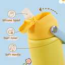 Kerilyn 12oz Kids Water Bottle 2 Pack, Stainless Steel Insulated Water Bottle Bulk, Toddler Cups with Straws Leak-Proof, Kids Water Bottles for School Boys Girls, BPA Free, Cantaloupe + Yellow