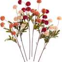 SITUMEIZI Faux Silk Pompon Mum Artificial Burnt Orange Flowers Fake Mini Chrysanthemum Flowers Mums 6Pcs for Home Party Wedding Decorations