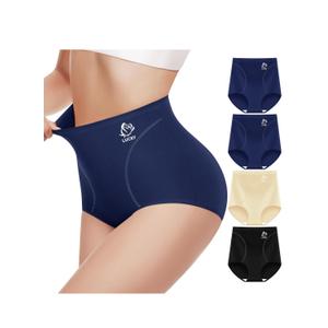 Women's Underwear 4 Pack Tummy Control High Waisted Ladies Panties Postpartum Compression Briefs Full Coverage, Medium