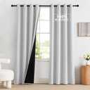 NICETOWN 100% Blackout Curtains 84 inch Long for Bedroom, Total Blackout Thermal Insulated Grommet Long Window Curtains 2 Panels Set, 2 Panels, Greyish White, 52 inch Wide