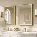 2 Pack 24x36 Inch Brushed Gold Bathroom Mirrors for Over Sink | Aluminum Framed Rectangle Bathroom Vanity Mirror for Wall, Anti-Rust, HD Tempered Glass, Modern, Horizontal/Vertical