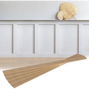 Weysat MDF Board and Batten Wall Panel Kit 94.5in x 47.2 in Premade Wainscoting Panels Kit Decorative Wall Molding Trim Slats Paintable Accent Kit for DIY Home Kitchen Bedroom Living Room Decor