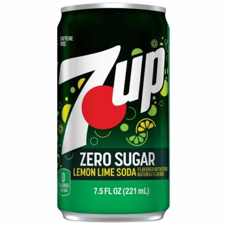 7UP Zero Sugar Lime Lemon Soda, 7.5 Fl Oz Mini Cans, 10 Pack, BBD 11/01/2026