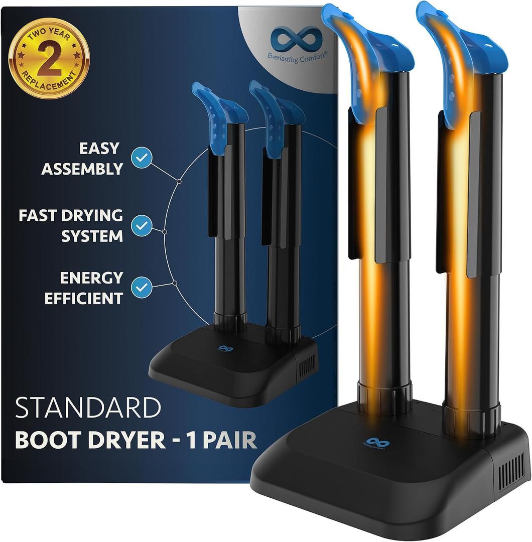 Everlasting Comfort Boot Dryer for Work Boots – Easy-to-Use, Silent & Energy-Efficient Boot Warmer and Shoe Dryer for Sneakers, Electric Fanless Convection Design to Reduce Odor (Pair of 1)