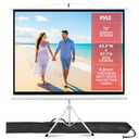Pyle 72 Inch Outdoor Projector Screen with Stand-Portable Fold Out Roll Up Screen with Tripod Stand,White Matte Fabric 4:3 Aspect Ratio 4K HD Quality Black Masking Border,Ideal for Home and Office Use