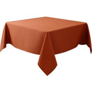 Biscaynebay Fall Tablecloth Textured Fabric Square Tablecloths 60x60 Inch, Rust Thanksgiving Autumn Harvest Water Resistant Fabric Tablecloths for Kitchen, Dining, Wedding, PartiesMachine Washable