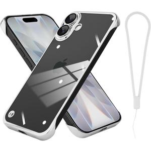 Phone Case, Compatible with iPhone 17, Transparent Electroplated Silver Phone Case, Frameless Design, with Camera Lens Protection.