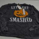 Let's Get Smashed Pumpkin Shirt Men Women Halloween Drinking Sweatshirt XL Grey