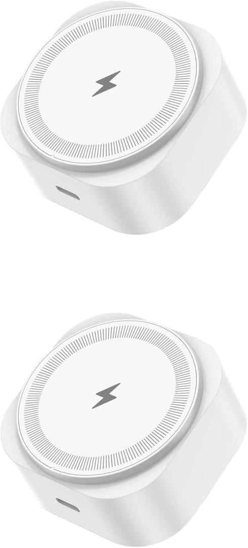 Wall Outlet Wireless Charger 2-Pack, Qi2 15W MagSafe-Compatible Magnetic Charger with USB-C Port, Plug-in Cordless Design for Kitchen & Nightstand, Compatible with iPhone 17/16/15/14/13/12, White